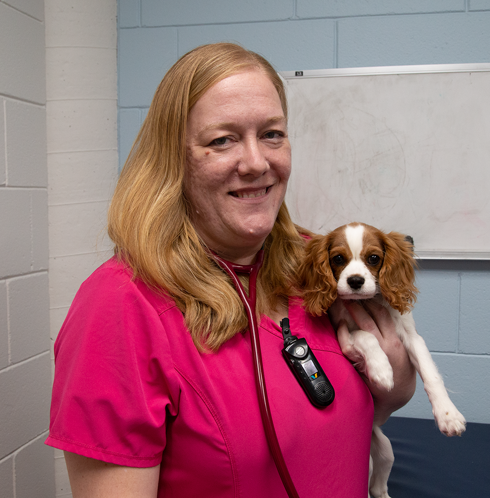 Kristin Hohnadel and a King Cavalier puppy